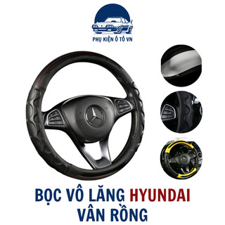 Bọc vô lăng ô tô  huyn.dai I10,Santafe,Accent,Kona,Tucson,Creta,Getz-VÂN RỒNG CARBON cao cấp