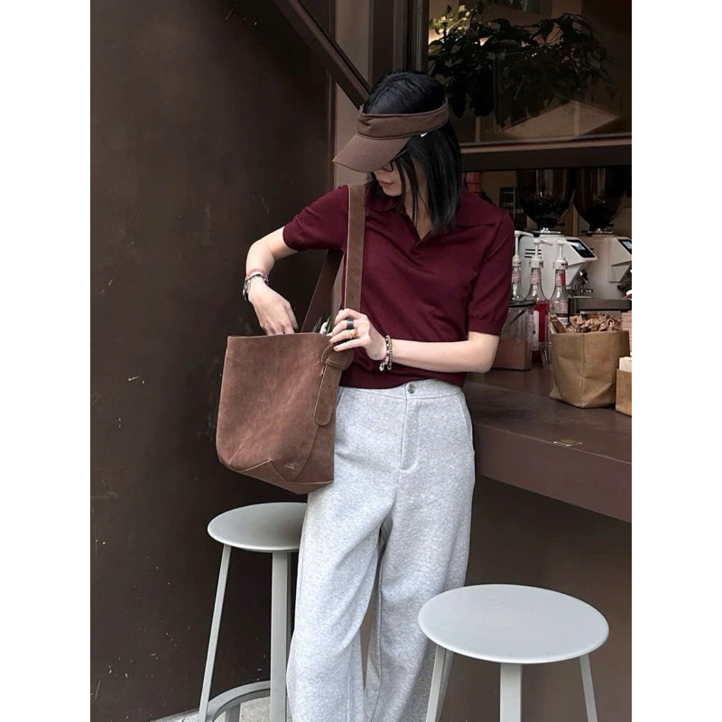 007 Áo Polo Cổ Bẻ Nữ Đỏ Mận - Chất Liệu Dệt Kim Cao Cấp, Form Đẹp, Thoáng Mát, Phối Đồ Dễ Kèm Ảnh Thật 2025