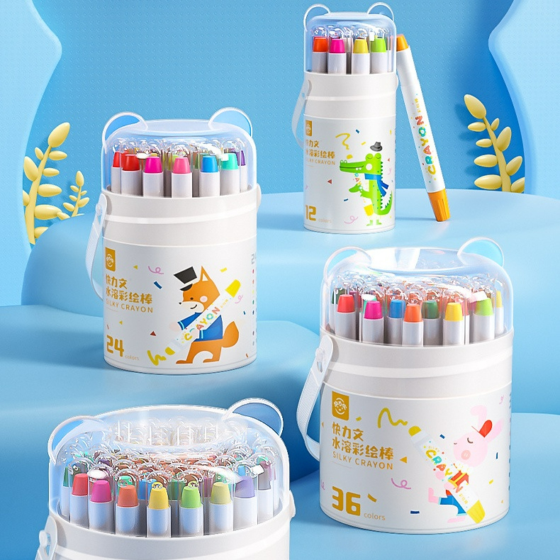 Hộp Màu Sáp Lụa, Màu Dầu An To n Có Tay Cầm An To n Cho Bé (Silky Crayon) 12/24/36/48 màu