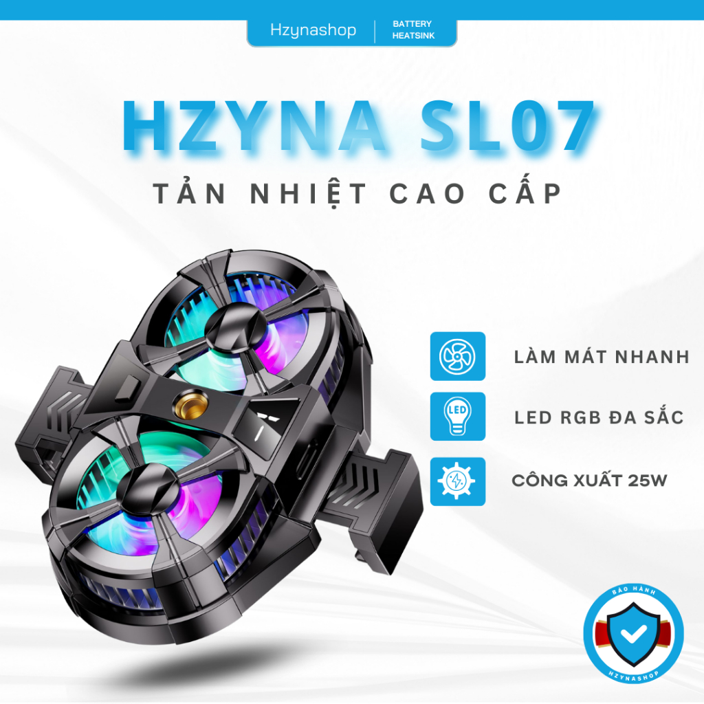 Quạt Tản Nhiệt HZYNA SL07 Cao Cấp - Sò Lạnh chơi game phát trực tiếp livestream với quạt kép làm mát nhanh chóng .