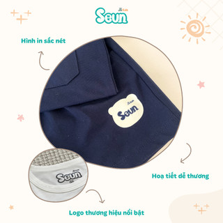 | SEUNKIDS | Bộ polo bé trai tay ngắn cotton 4 chiều xanh đen kem xám bộ đồ bé trai đồ bộ bé trai