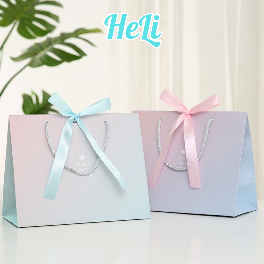 HC0006 (XANH TÍM NƠ) TÚI GIẤY ĐỰNG QUÀ XANH TÍM UMBRE KÈM RUY BĂNG SANG TRỌNG TẶNG MỌI DỊP LỄ
