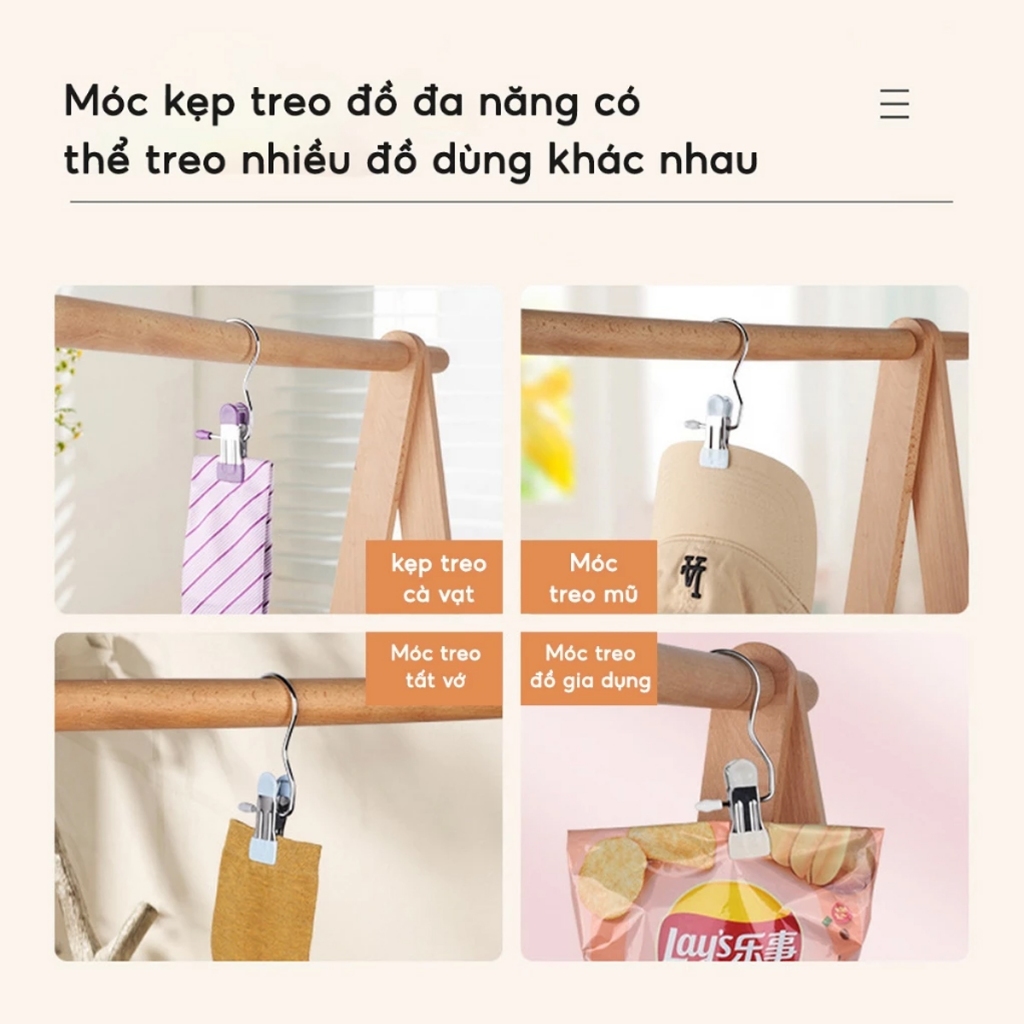 COMBO 30 Móc kẹp quần áo đa năng JYoohome Móc kẹp treo quần áo tiện ích giữ đồ gọn gàng bền đẹp