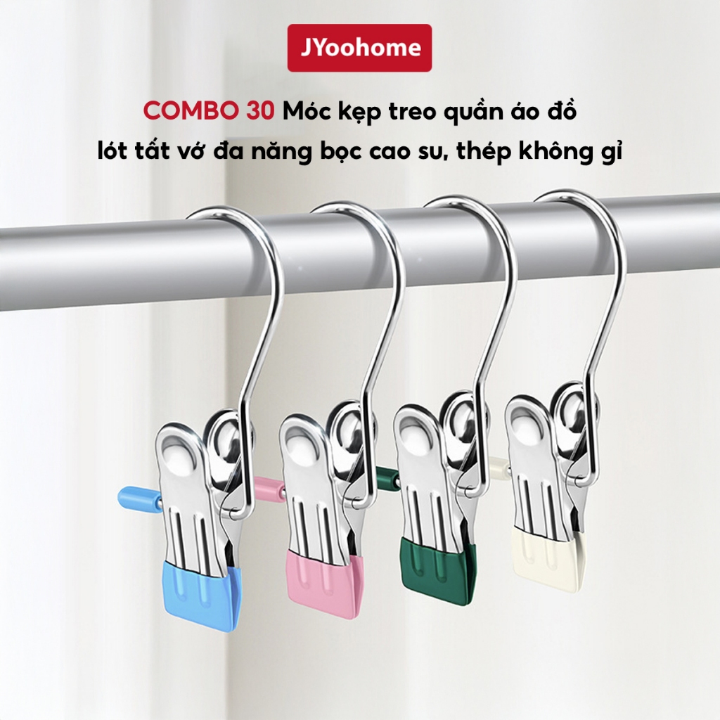 COMBO 30 Móc kẹp quần áo đa năng JYoohome Móc kẹp treo quần áo tiện ích giữ đồ gọn gàng bền đẹp