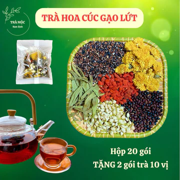 Hộp 20 Túi Lọc Trà Hoa Cúc Gạo Lứt 7 Vị (Hoa Cúc, Gạo Lứt, Hoa Nhài, Đậu Đen, Đỗ Đỏ, Kỷ Tử, Cỏ Ngọt)