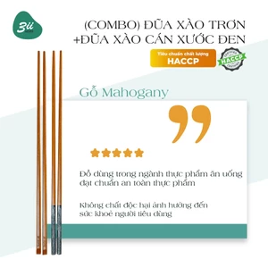 Đũa dài xào nấu ăn 3II HOME Đũa gỗ tự nhiên Mahogany dài 330mm tiêu chuẩn chất lượng HACCP xuất khẩu