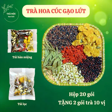 Set 20 Túi Trà Hoa Cúc Gạo Lứt Thảo Mộc 7 Vị: Hoa Cúc, Nhài ,Gạo Lứt, Kỷ Tử, Cỏ Ngọt, Đậu Đen, Đỏ