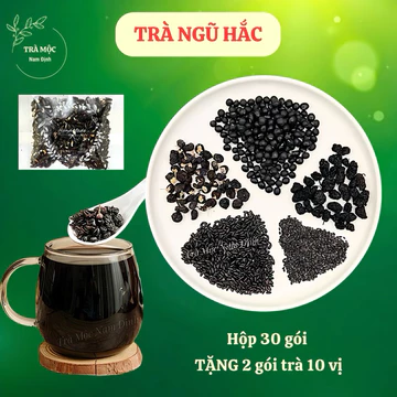 Hộp 30 Gói Trà Ngũ Hắc (Gạo Lứt Đen, Hắc Kỷ Tử, Đậu Đen, Mè Đen, Dâu Tằm)