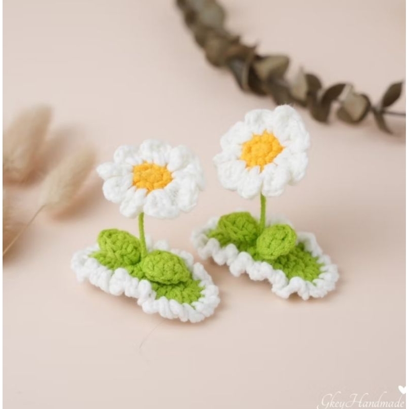 Kẹp Tóc Mầm Cây Len Handmade , Kẹp Tóc Mái Hoa Len Nhiều Mẫu Xinh