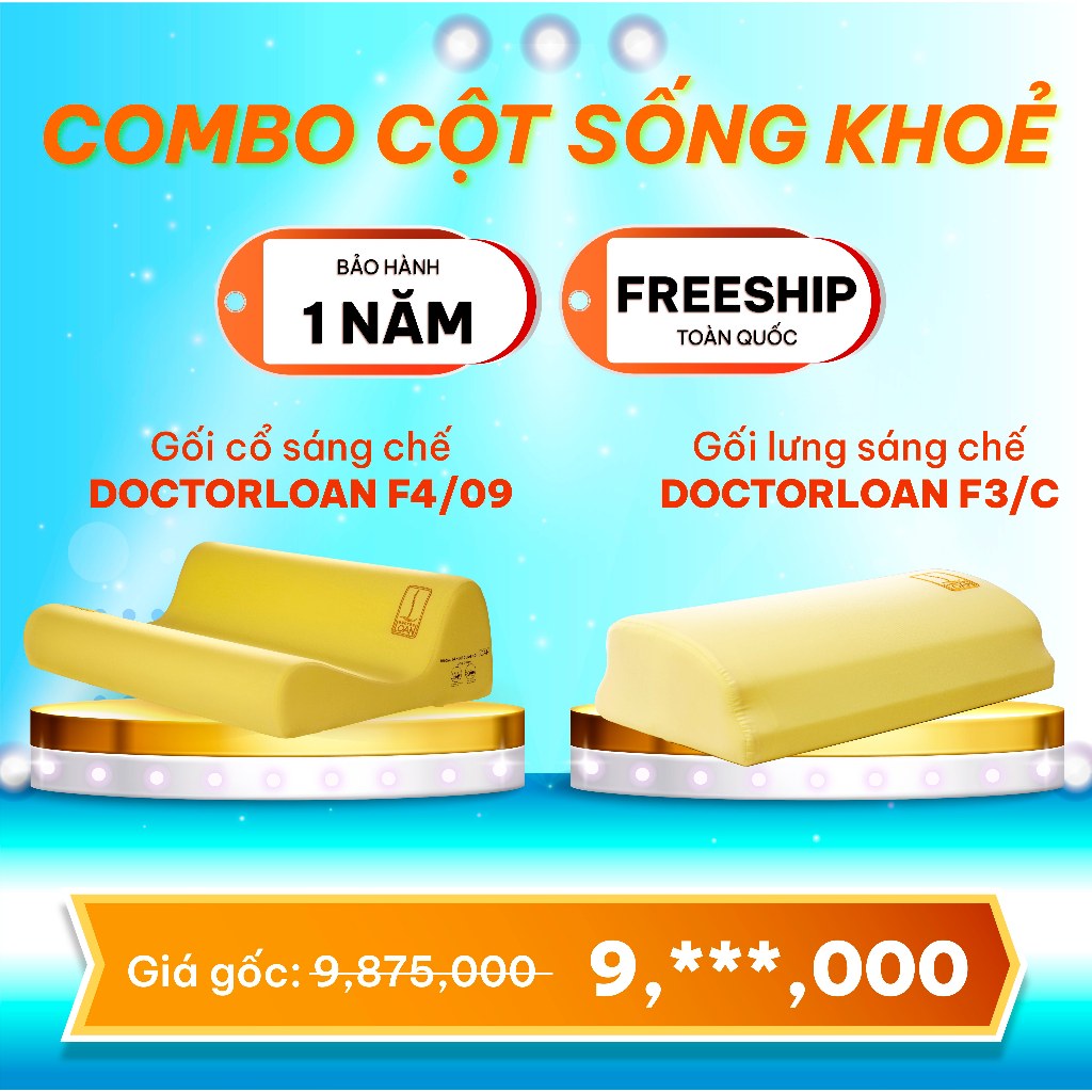 Ảnh Combo gối sáng chế DOCTORLOAN hỗ trợ nắn chỉnh cột sống bảo vệ đường cong sinh lý 1
