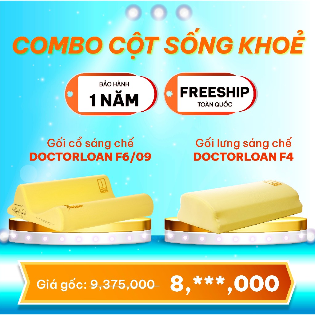 Ảnh Combo gối sáng chế DOCTORLOAN hỗ trợ nắn chỉnh cột sống bảo vệ đường cong sinh lý 2