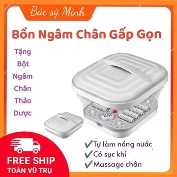 Bồn Ngâm Chân Gấp Gọn - Massage Bàn chân - Tặng Bột Ngâm Chân Thảo Dược 10 vị