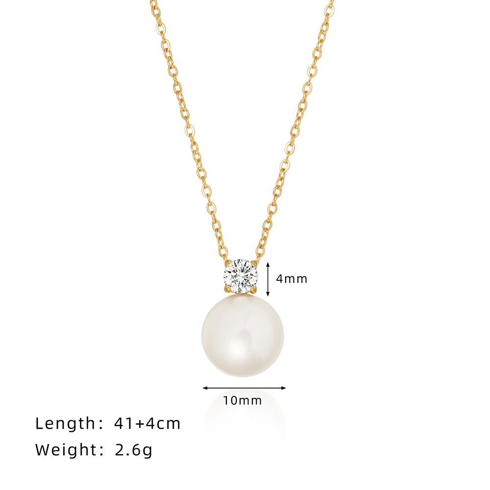 Dây chuyền nữ titan ngọc trai nhân tạo phối 1 viên đá lấp lánh không gỉ WN2507 BY ACCESSORIES
