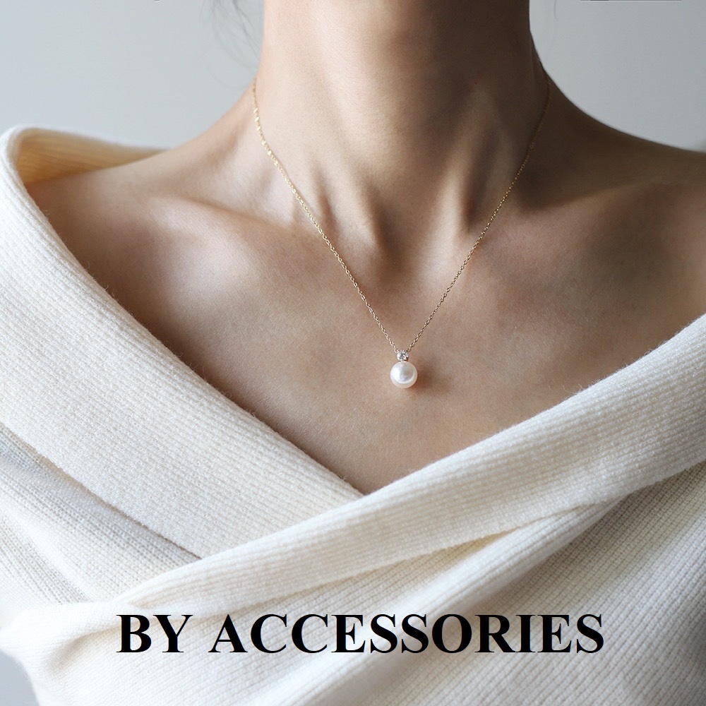 Dây chuyền nữ titan ngọc trai nhân tạo phối 1 viên đá lấp lánh không gỉ WN2507 BY ACCESSORIES