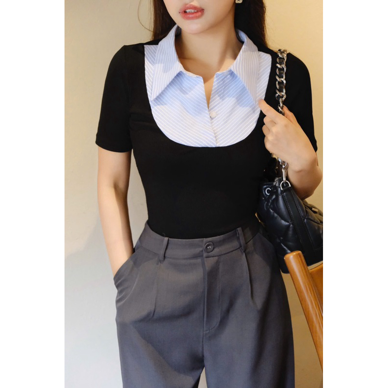 Áo Thun Cổ Sơ Mi Miolady Tay Ngắn Phối Màu – Dễ Mix Đồ Đi Làm Đi Chơi AO001 | BigBuy360 - bigbuy360.vn