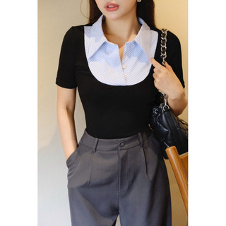 Áo Thun Cổ Sơ Mi Miolady Tay Ngắn Phối Màu – Dễ Mix Đồ Đi Làm Đi Chơi AO001