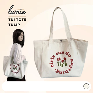 Túi Tote Tulip Vải Bố Canvas Dày Dặn Túi Xách Nữ Đeo Vai Sức Chứa Lớn Đi Làm Đi Chơi Đi Học