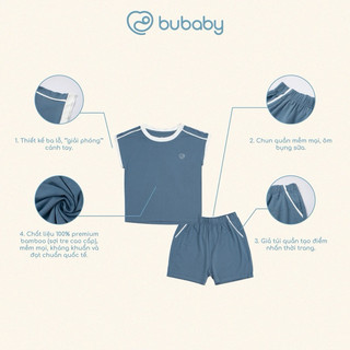 BuBaby Bộ sát nách cổ tròn Bambus Gami cao cấp cho bé trai và bé gái BBB140406