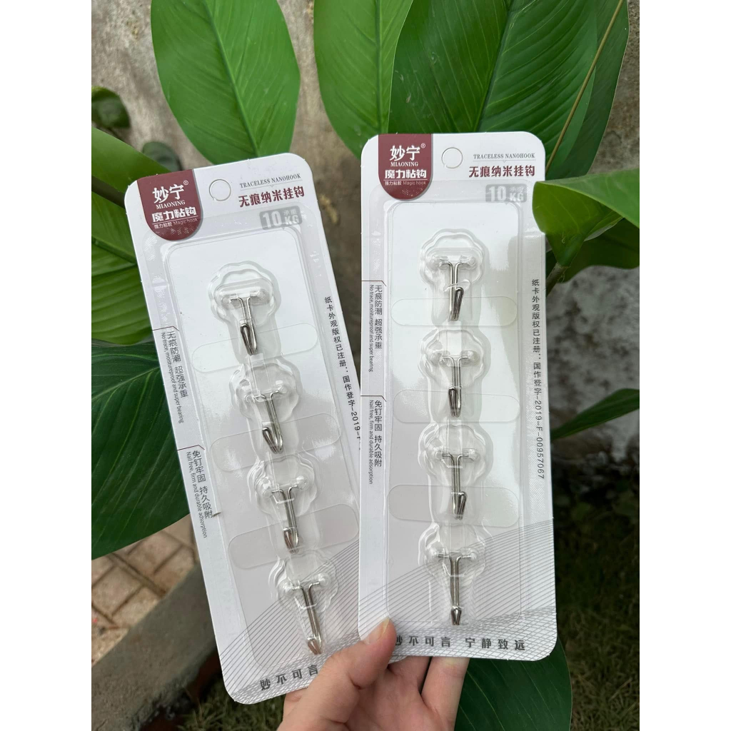 VỈ 4 MÓC DÍNH CƯỜNG LỰC MÓC INOX SIÊU TIỆN LỢI
