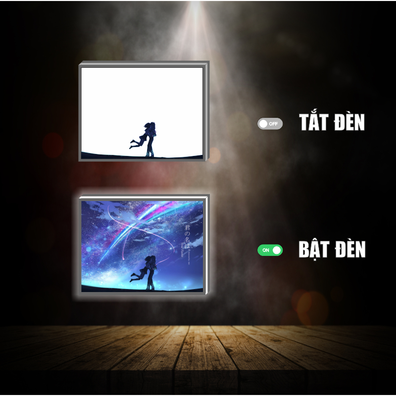Tranh đèn led 3D đổi màu Your Name - Tranh đèn led 3D ANIME trang trí bàn làm việc, đèn ngủ