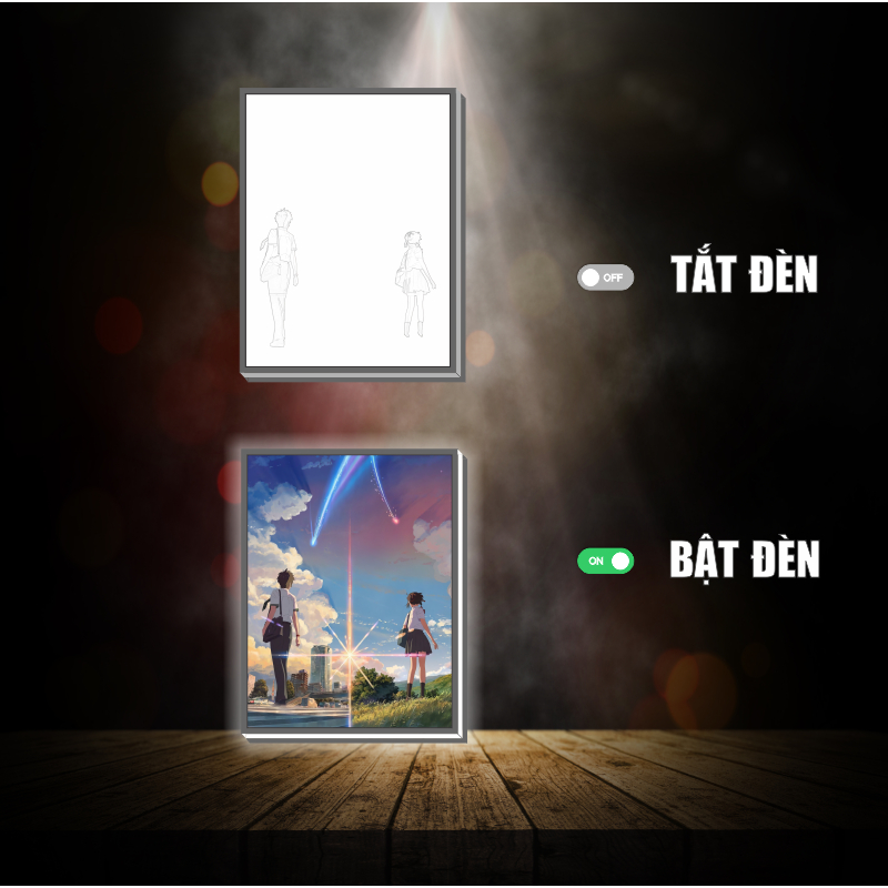 Tranh đèn led 3D đổi màu Your Name - Tranh đèn led 3D ANIME trang trí bàn làm việc, đèn ngủ