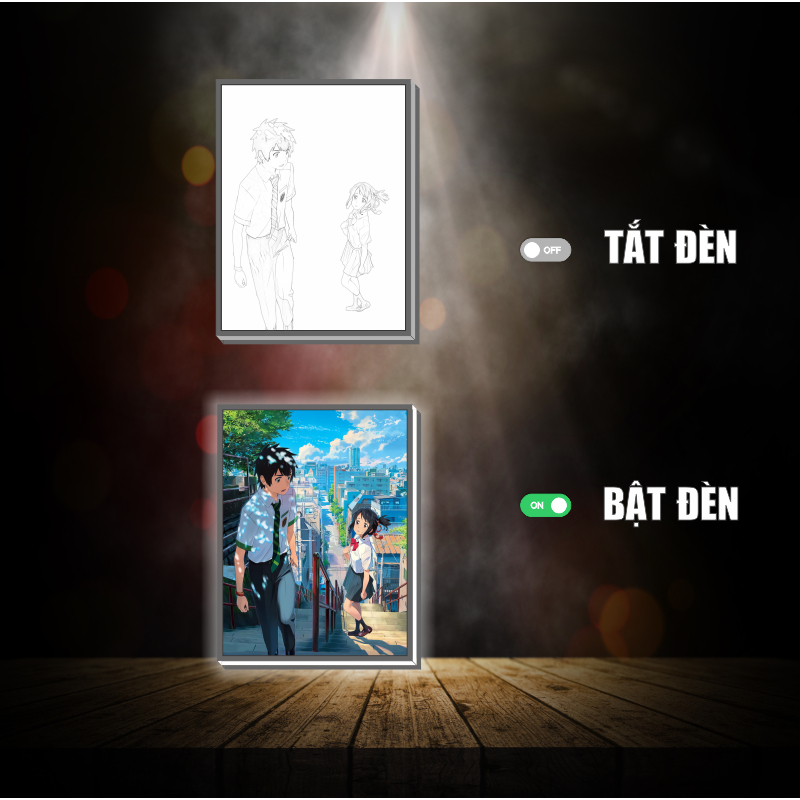 Tranh đèn led 3D đổi màu Your Name - Tranh đèn led 3D ANIME trang trí bàn làm việc, đèn ngủ