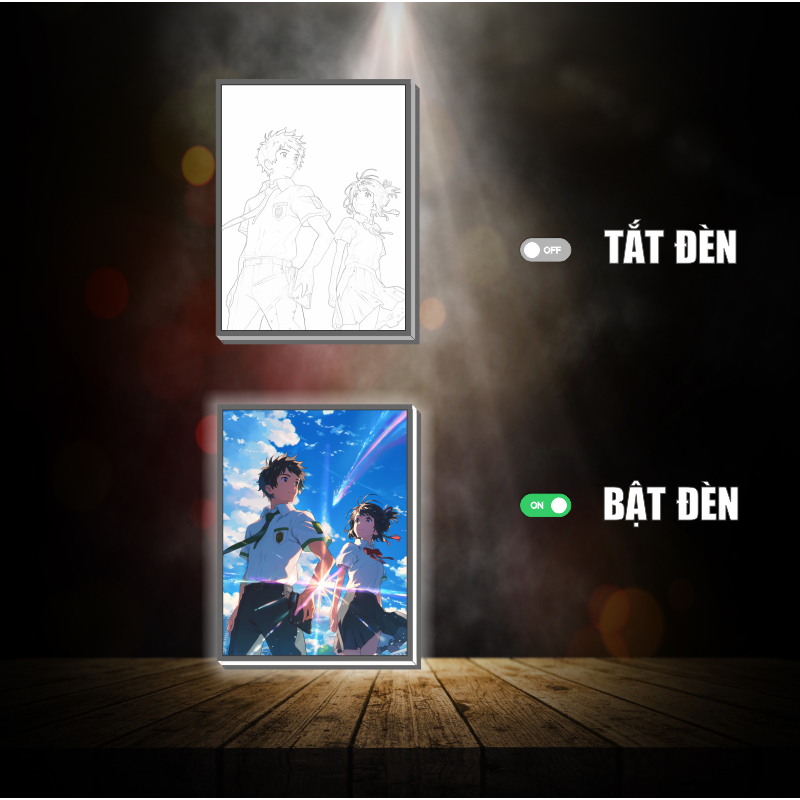 Tranh đèn led 3D đổi màu Your Name - Tranh đèn led 3D ANIME trang trí bàn làm việc, đèn ngủ