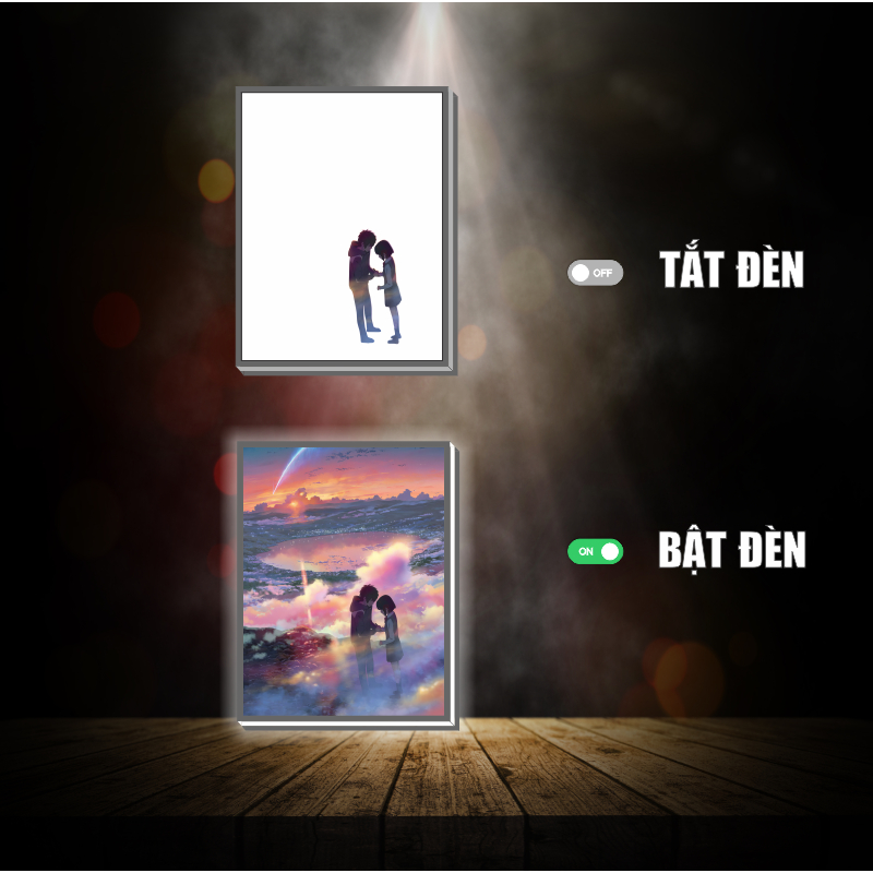 Tranh đèn led 3D đổi màu Your Name - Tranh đèn led 3D ANIME trang trí bàn làm việc, đèn ngủ