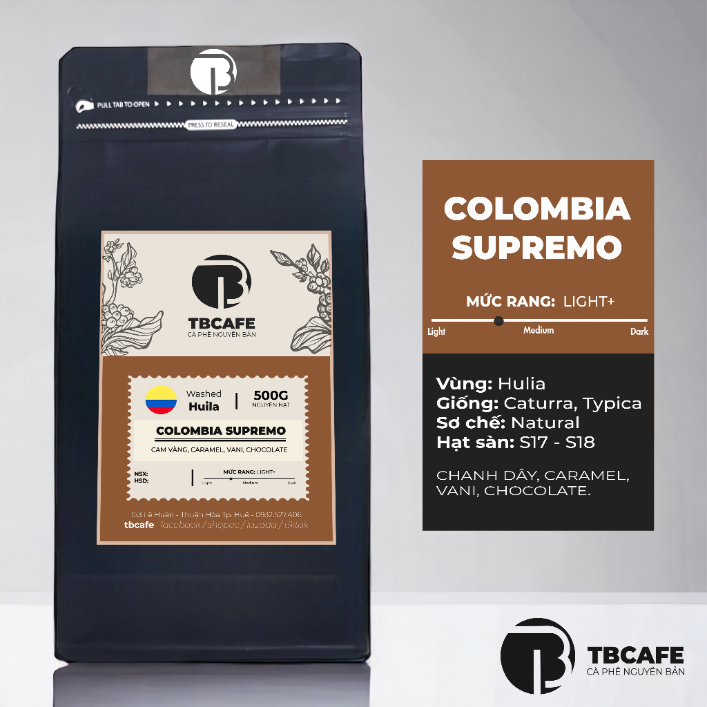 Cà phê Colombia Hulia Supremo - 100% Cà phê mộc rang xay nguyên chất - TBCAFE | BigBuy360 - bigbuy360.vn