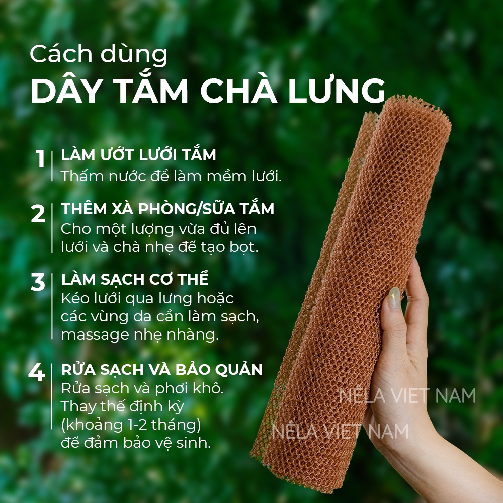 Lưới Tắm Giảm Mụn Lưng Kỳ Ghét Châu Phi NẾP LÀNG VIỆT NAM Dây Chà Lưng Tắm Dài Tẩy Tế Bào Da Chết