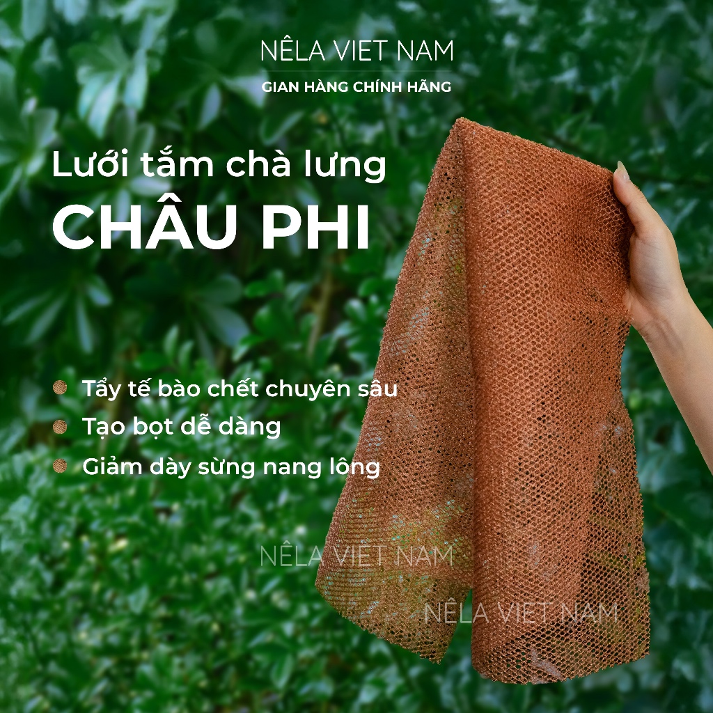 Lưới Tắm Giảm Mụn Lưng Kỳ Ghét Châu Phi NẾP LÀNG VIỆT NAM Dây Chà Lưng Tắm Dài Tẩy Tế Bào Da Chết