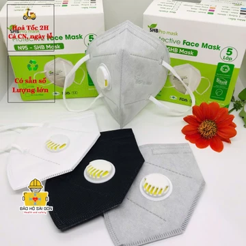 (Combo 2 hộp) Khẩu trang N95 có van thở SHBpro Mask chính hãng, Khẩu trang KN95 5 lớp chuẩn FFP2