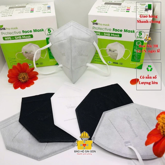 (Combo 2 Hộp) Khẩu trang N95 SHBpro mask chính hãng, Hộp 20 cái khẩu trang N95 5 lớp kháng khuẩn chuẩn FFP2