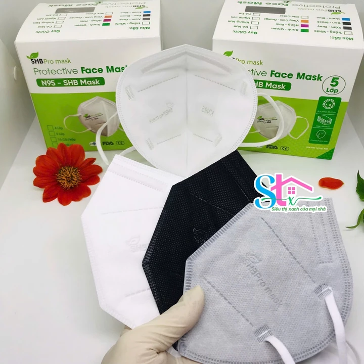 Combo 5 hộp khẩu trang 5 lớp chính hãng SHBpro mask hộp 20 cái, khẩu trang N95 người lớn chuẩn FFP2 – 3