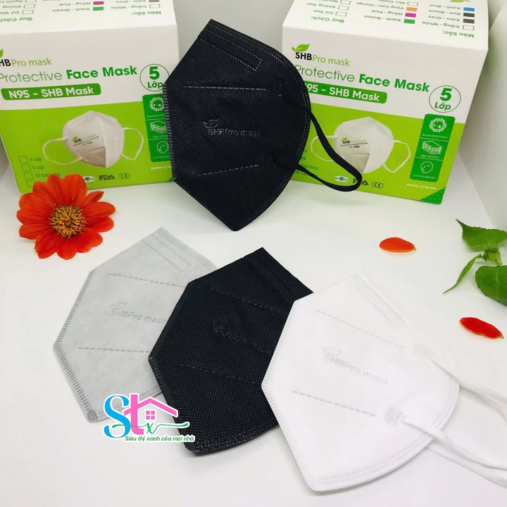 Combo 5 hộp khẩu trang 5 lớp chính hãng SHBpro mask hộp 20 cái, khẩu trang N95 người lớn chuẩn FFP2 – 4