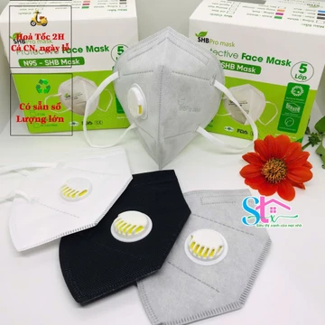 (Combo 2 hộp) Khẩu trang N95 có van thở SHBpro mask chính hãng, Khẩu trang KN95 5 lớp chuẩn FFP2