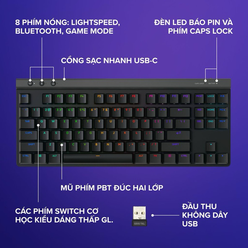 Bàn phím Logitech G515 Không dây Lightspeed chính hãng | BigBuy360 - bigbuy360.vn