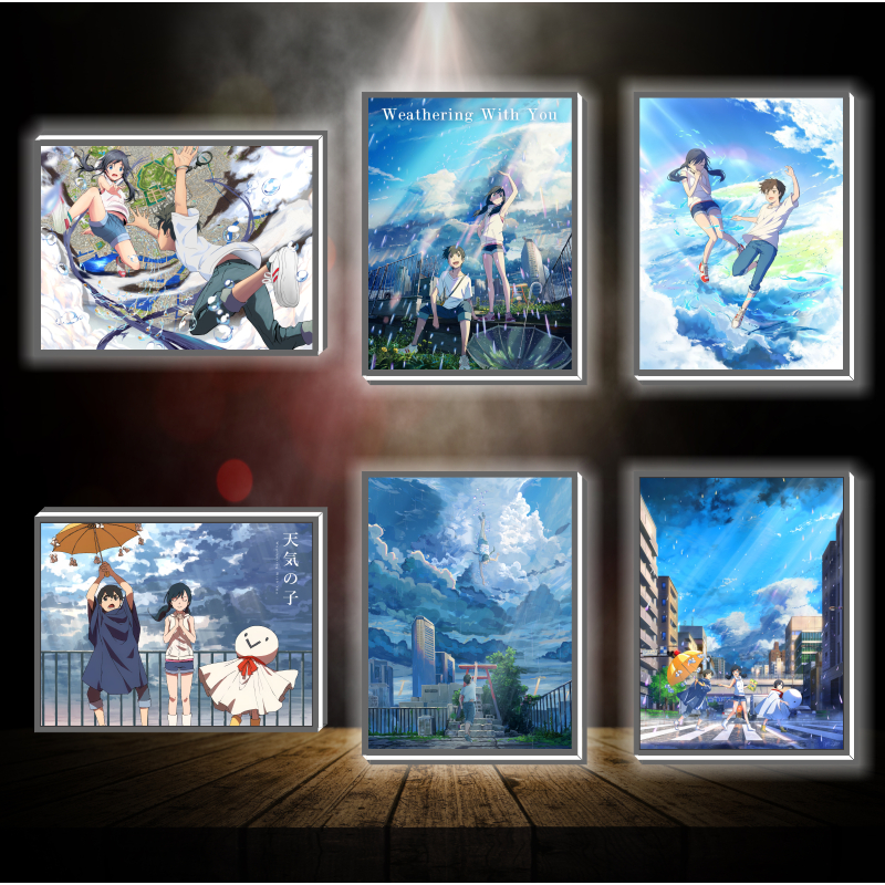 Tranh đèn led 3D đổi màu Đứa Con Của Thời Tiết  - Tranh đèn led 3D ANIME trang trí bàn làm việc, đèn ngủ