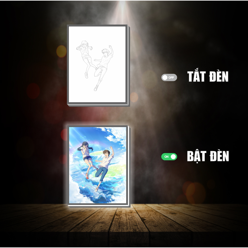 Tranh đèn led 3D đổi màu Đứa Con Của Thời Tiết  - Tranh đèn led 3D ANIME trang trí bàn làm việc, đèn ngủ