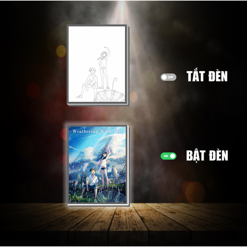 Tranh đèn led 3D đổi màu Đứa Con Của Thời Tiết  - Tranh đèn led 3D ANIME trang trí bàn làm việc, đèn ngủ