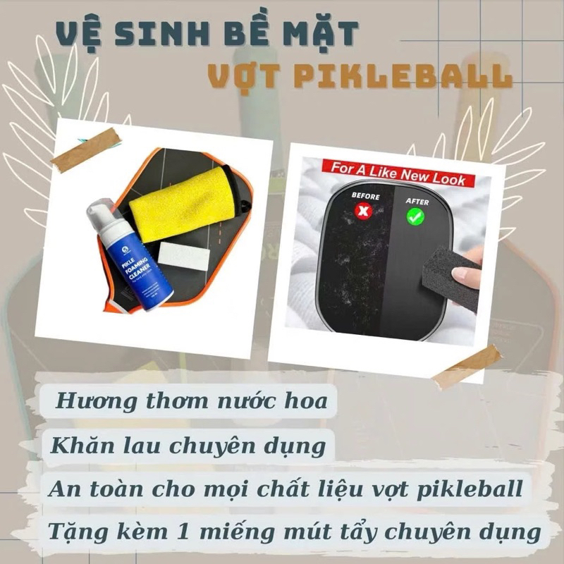 [LOẠI 1] Bọt vệ sinh mặt vợt 𝐏𝐈𝐊𝐋𝐄 𝐅𝐎𝐀𝐌𝐈𝐍𝐆 𝐂𝐋𝐄𝐀𝐍𝐄𝐑, chai vệ sinh bảo vệ mặt vợt tối ưu