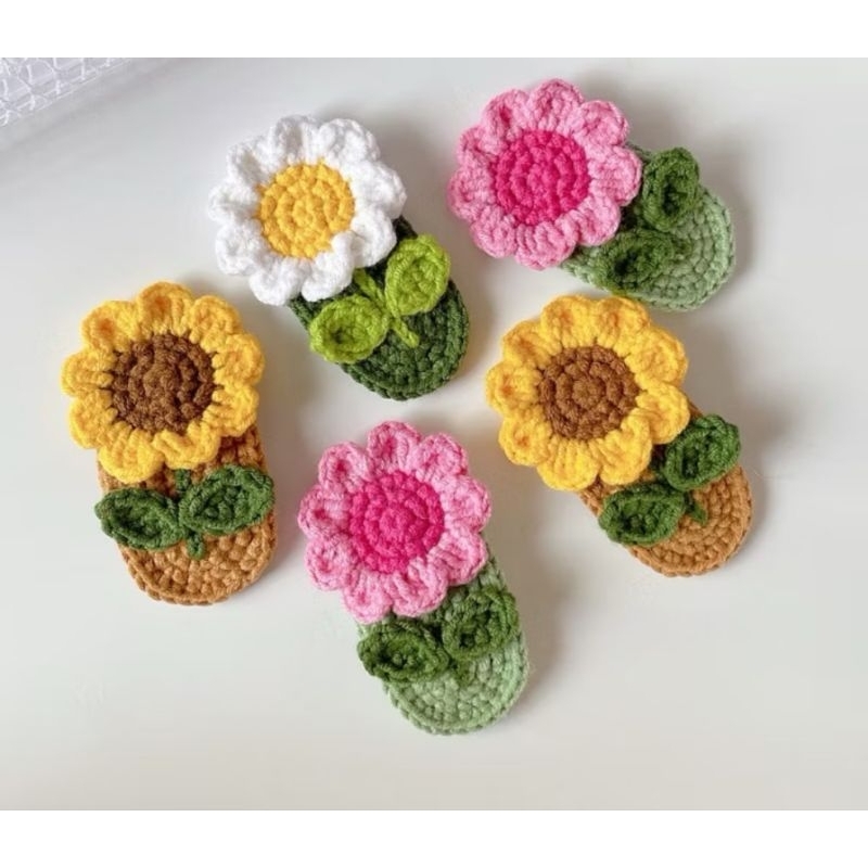 Kẹp Tóc Hoa Hướng Dương , Kẹp Tóc Hoa Len Handmade