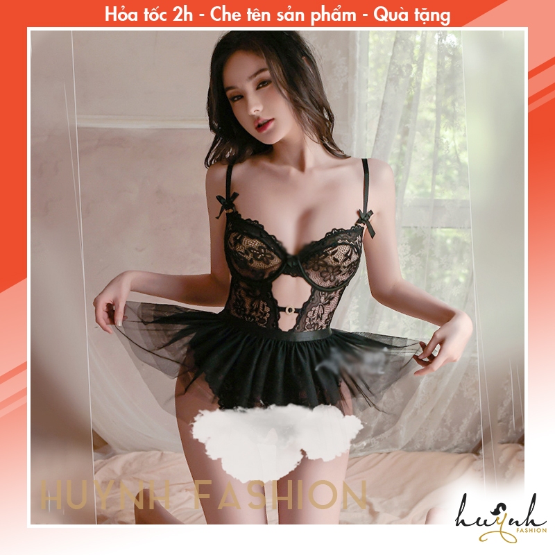 Bodysuit Ren Có Gọng Kèm Váy Choàng Gợi Cảm B28