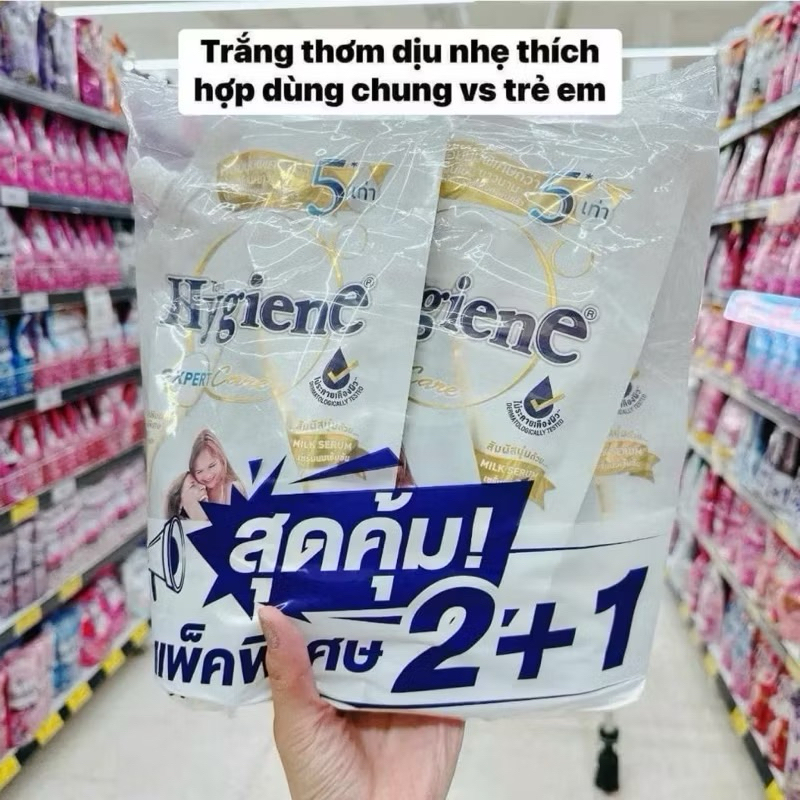 Combo 2+1 Nước Xả Vải Hygiene siêu đậm đặc lưu hương lâu 480ml/1gói