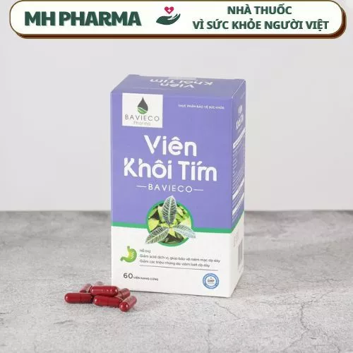 Viên uống loét dạ dày, chống trào ngược - Khôi Tím Bavieco - Hỗ trợ bảo vệ dạ dày từ lá Khôi