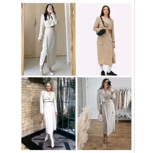 Set áo khoác blazer cropped, chân váy dài Primarkk* bigsize - dư xịn.