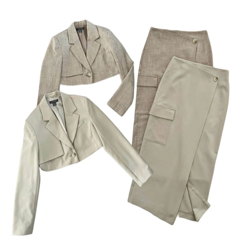 (Sale.BomoHouse) Set áo khoác blazer cropped, chân váy dài Primarkk* bigsize - dư xịn.