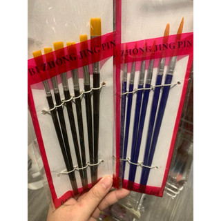 Bộ 6 Cọ Vẽ loại Giá rẻ - Vẽ màu nước, Báo tường, Màu Acrylic, Sơn dầu 🖌️🐻