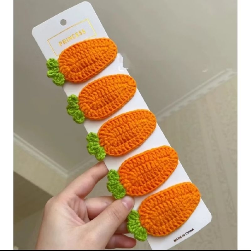 Kẹp Tóc Cà Rốt Xinh , Kẹp Mái Len Handmade