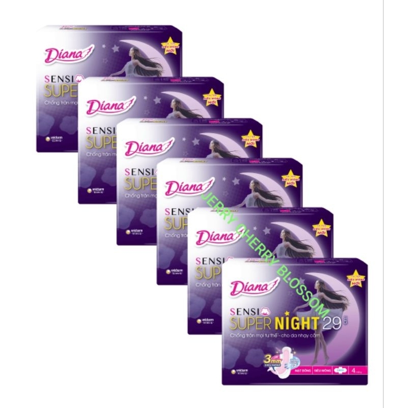 6 gói băng vệ sinh Diana sensi đêm 35/29cm mặt bông mềm mại